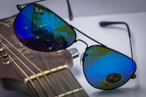 Blue, ray ban, sunglasses, guitar