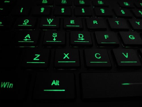 green,glowing,keyboard
