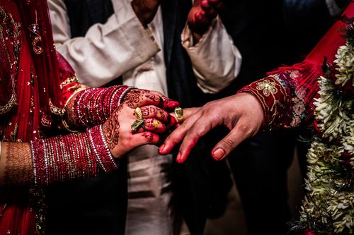 ring,ceremony,holy,hindu,wedding,bride,puts,groom,marriage,promising,eternal,togetherness