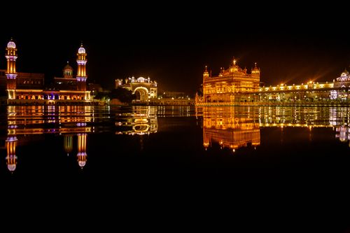 night,view,holy,amritsar,temple