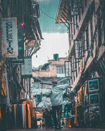 streets,bhaktapur,nepal,monsoon