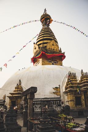 swayambhu,ancient,religious,architecture,atop,hill,kathmandu,valley,west,city