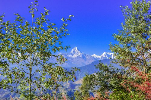 landscape,fishtail,mountain,range,kahundanda,pokhara,nepal