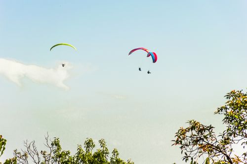 men,paragliding,sky,pokhara,nepal