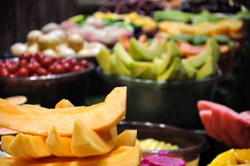 sliced,fruits,displayed,selling