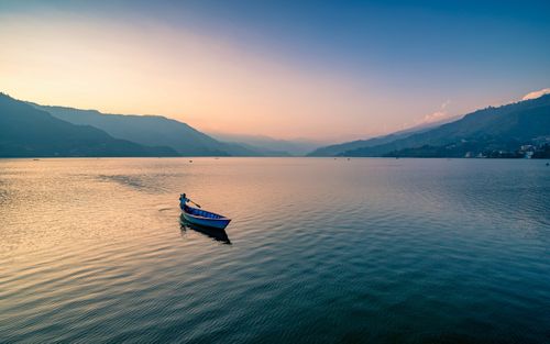 beautiful,sunset,fewa,lake,pokhara,nepal