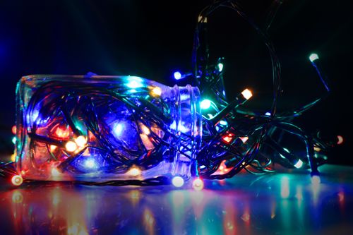 christmas,lights,glass,bottle,black,background
