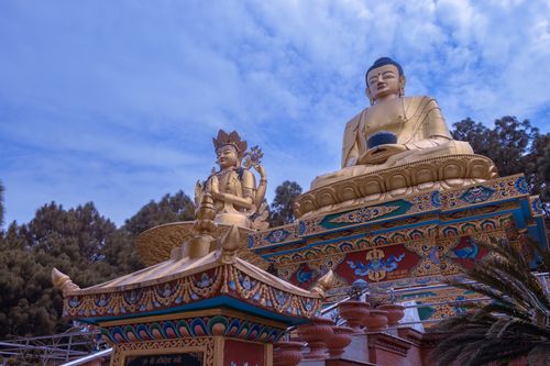 golden,buddha,statues,park,swayambhunath,area,kathmandu,nepal,world,heritage,site,declared,unesco