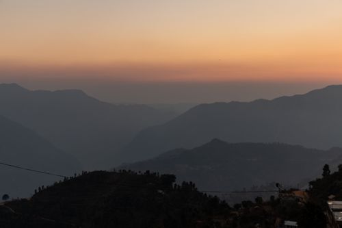 layers,hills,pictured,sunset,gorkha,nepal