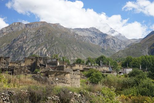 typical,tibetan,architecture,purang,village,mustang,nepal