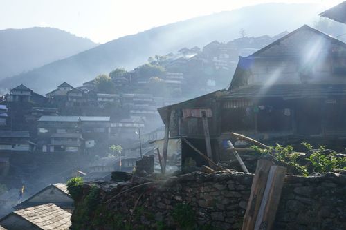 typical,gurung,architecture,bhujung,village,lamjung,nepal