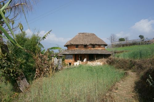 traditional,round,house,astam,village,pokhara,nepal