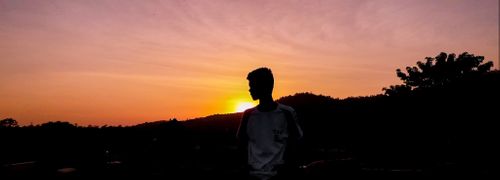 silhouette,image,boy,sunset
