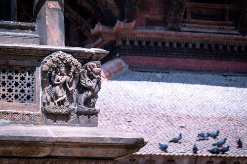 statue,god,carved,krishna,mandirkrishna,temple,patan,durbar,square,nepal