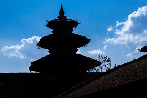 clear,evening,silhouette,view,patan,durbar,square,nepal