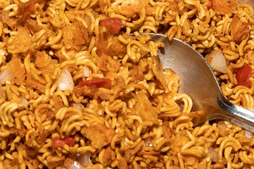 spicy,instant,noodles,onion,tomatoes,popular,south,asia,fast,junk,food,called,chatpate,locally
