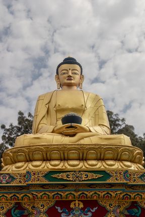 golden,statue,buddha,park,swayambhunath,kathmandu,nepal