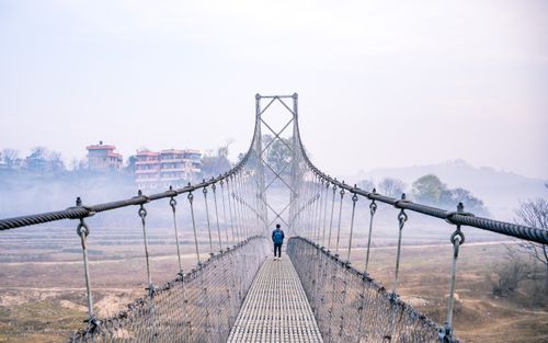 morning,view,sikali,suspension,bridge,lalitpur,nepal