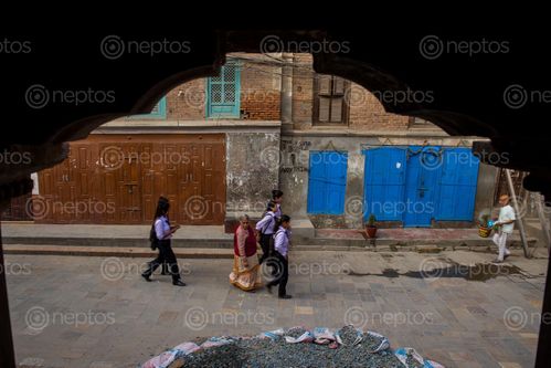 Find  the Image School,time.,Daily,life,,Patan. and other Royalty Free Stock Images of Nepal in the Neptos collection.