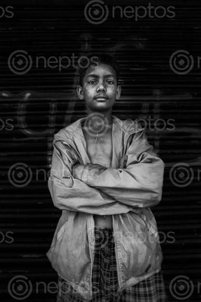 Find  the Image Portrait,of,homeless,boy. and other Royalty Free Stock Images of Nepal in the Neptos collection.