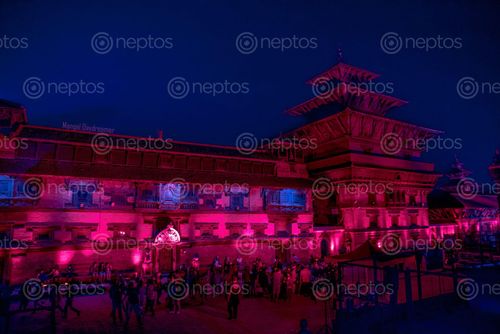 Find  the Image patan,durbar,square,turned,red  and other Royalty Free Stock Images of Nepal in the Neptos collection.