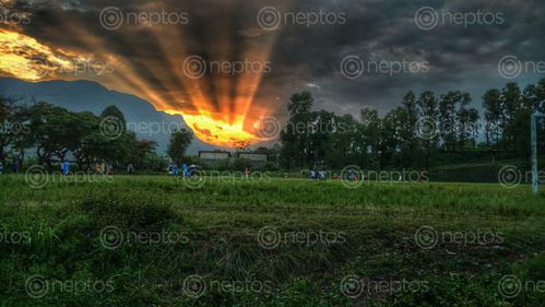 Find  the Image sunset,view,stop,raining,students,playing,football,pokhara,university,ground  and other Royalty Free Stock Images of Nepal in the Neptos collection.