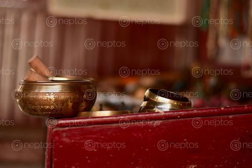Find  the Image tibetian,singing,bowl,snapped,gompa,marpha  and other Royalty Free Stock Images of Nepal in the Neptos collection.