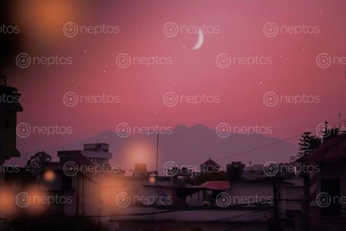 Find  the Image beautiful,view,crescent,moon  and other Royalty Free Stock Images of Nepal in the Neptos collection.