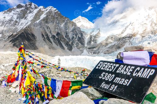 Find  the Image image,everest,base,camp,view,khumbu,glacier,mt,khumbutse,changtse,background  and other Royalty Free Stock Images of Nepal in the Neptos collection.