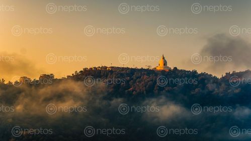 Find  the Image santi,stupa,peace,pagoda,photo,lakeside,pokhara,nepal  and other Royalty Free Stock Images of Nepal in the Neptos collection.