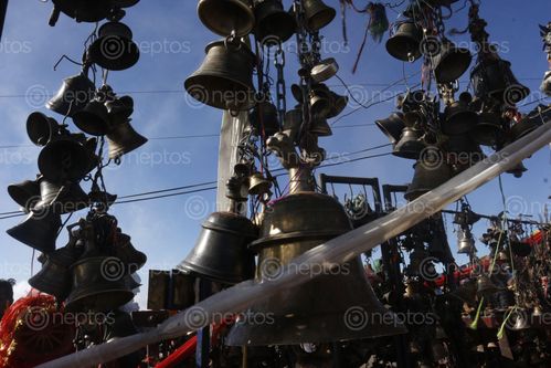 Find  the Image bells,ringing,temple  and other Royalty Free Stock Images of Nepal in the Neptos collection.