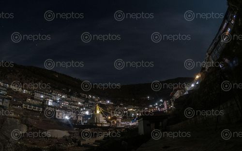 Find  the Image night,view,namche,bazar,blue,sky,background  and other Royalty Free Stock Images of Nepal in the Neptos collection.