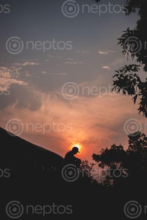 Find  the Image silhouette,man,beautiful,sunset  and other Royalty Free Stock Images of Nepal in the Neptos collection.