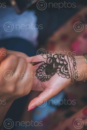 Find  the Image close,young,women's,hand,painting,mehendi  and other Royalty Free Stock Images of Nepal in the Neptos collection.