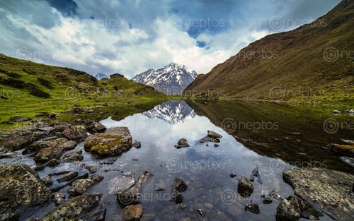 Find  the Image mountain,reflection,cheseong,lake,chum,valley,gorkha,nepal  and other Royalty Free Stock Images of Nepal in the Neptos collection.