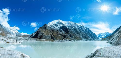 Find  the Image panorama,view,tsho,rolpa,glacial,lake,dolakha,nepal  and other Royalty Free Stock Images of Nepal in the Neptos collection.