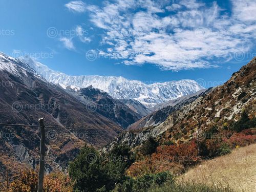 Find  the Image surreal,view,mountain,range,shree,khadka,manang,district  and other Royalty Free Stock Images of Nepal in the Neptos collection.