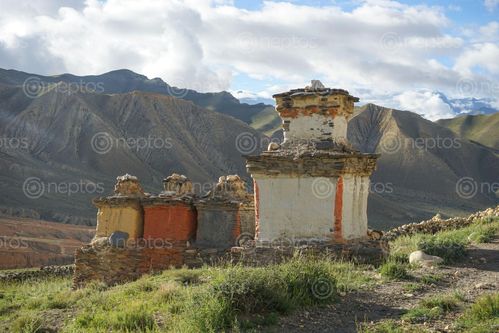 Find  the Image chorten,dhakmarmustang,nepal  and other Royalty Free Stock Images of Nepal in the Neptos collection.