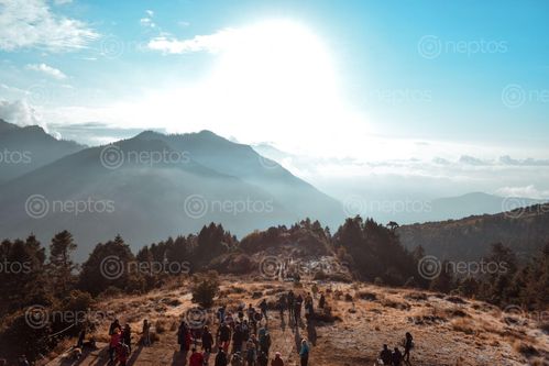 Find  the Image people,gathered,poon,hill,view,point,morning,sun,rise  and other Royalty Free Stock Images of Nepal in the Neptos collection.