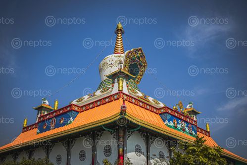 Find  the Image mid,angled,view,twmple,lumbini  and other Royalty Free Stock Images of Nepal in the Neptos collection.