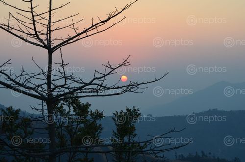 Find  the Image sunset,view,palpa,nepal  and other Royalty Free Stock Images of Nepal in the Neptos collection.