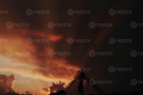Find  the Image lovely,evening,shows,aeroplane,sun,tear,clouds,show  and other Royalty Free Stock Images of Nepal in the Neptos collection.