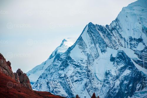 Find  the Image snow,mountain,closeup,view  and other Royalty Free Stock Images of Nepal in the Neptos collection.