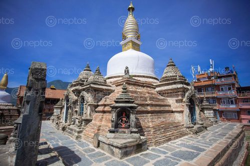 Find  the Image built,tibetan,buddhist,style,chilancho,stupas,means,immortal,god,hill,medieval,times,oldest,temple,kirtipur  and other Royalty Free Stock Images of Nepal in the Neptos collection.