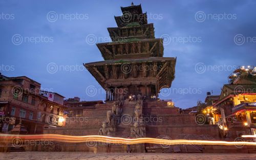 Find  the Image light,trail,created,motorcycle,passed,infrom,nyatpol  and other Royalty Free Stock Images of Nepal in the Neptos collection.