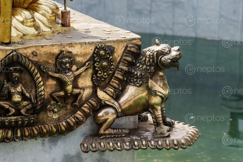 Find  the Image statue,lion,garuda,buddha's,world,peace,pond,swayambhunath,kathmandu,nepal  and other Royalty Free Stock Images of Nepal in the Neptos collection.