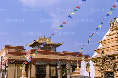 Find  the Image monastery,located,swayambhunathmonkey,temple,kathmandu  and other Royalty Free Stock Images of Nepal in the Neptos collection.