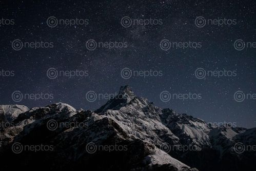 Find  the Image faint,milky,galaxy,visible,underneath,mt,machhapuchare,mardi,high,camp  and other Royalty Free Stock Images of Nepal in the Neptos collection.
