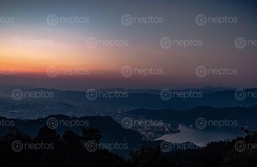 Find  the Image scenery,pokhara,city,fewa,lake,sarangkot,sunrise  and other Royalty Free Stock Images of Nepal in the Neptos collection.