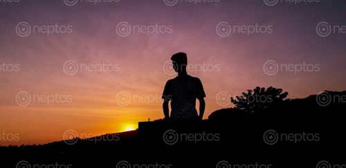 Find  the Image silhouette,image,boy,sunset  and other Royalty Free Stock Images of Nepal in the Neptos collection.